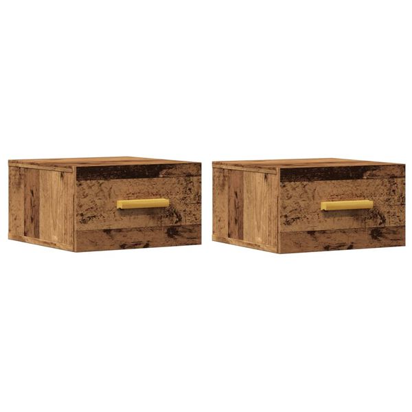 vidaXL Wand-Nachttische 2 Stk. Altholz-Optik 35x35x20 cm