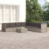 vidaXL 7-tlg. Garten-Lounge-Set mit Kissen Grau Poly Rattan