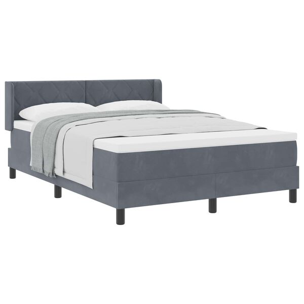 vidaXL Boxspringbett mit Matratze Dunkelgrau 200 x 140 cm Samt
