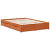 vidaXL Bettrahmen mit Schubladen 3 pcs Wachsbraun Massivholz Kiefer