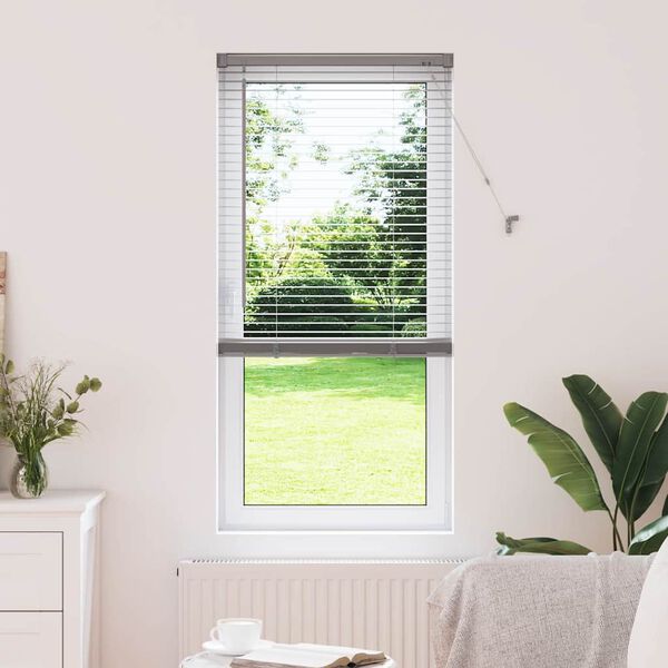 vidaXL Fensterjalousie mit Vorh&auml;ngen Silber Aluminium