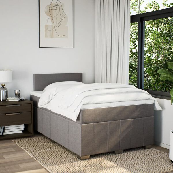 vidaXL Boxspringbett mit Matratze Taupe 120x200 cm Stoff
