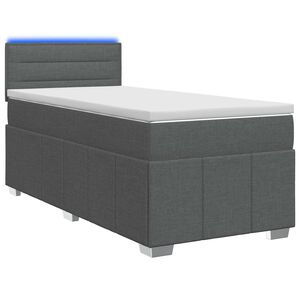 vidaXL Boxspringbett mit Matratze und LED Dunkelgrau 90 x 190 cm Stoff