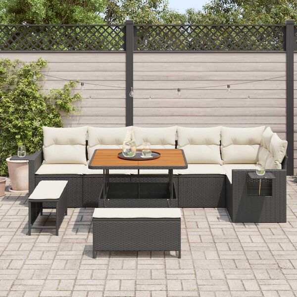 vidaXL Gartensofa-set 9 pcs Schwarz Poly-Rattan
