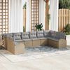 vidaXL Gartensofa-set mit Kissen 10 pcs Beige und Hellgrau Poly-Rattan
