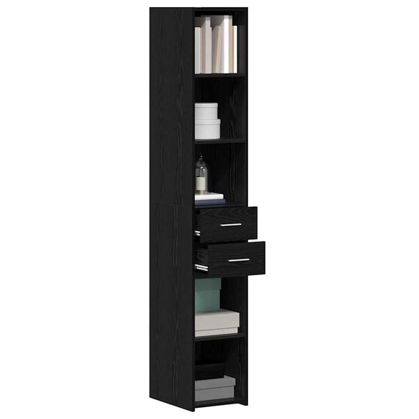 vidaXL B&uuml;cherregal Schwarz Eichen-Optik 30 x 42,4 x 185,2 cm
