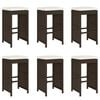 vidaXL Garten-Barhocker mit Kissen 6 Stk. Braun Poly Rattan