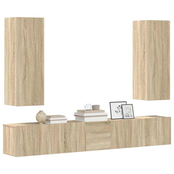 vidaXL 5-tlg. TV-Schrank-Set Sonoma-Eiche Holzwerkstoff