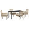 vidaXL Garten Essgruppe mit Kissen 5 pcs Beige Poly-Rattan