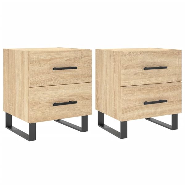 vidaXL Nachttische 2 Stk. Sonoma-Eiche 40x35x47,5 cm Holzwerkstoff