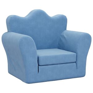 vidaXL Schlafsofa f&uuml;r Kinder Blau Weich Pl&uuml;sch