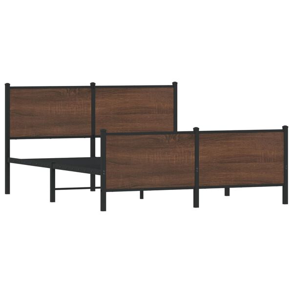 vidaXL Metallbett ohne Matratze Braun Eichen-Optik 160x200 cm