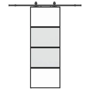vidaXL Schiebet&uuml;r mit Beschlag Schwarz 76x205 cm Hartglas