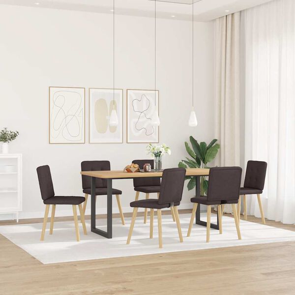 vidaXL Esszimmerst&uuml;hle 6 Stk. Dunkelbraun Stoff