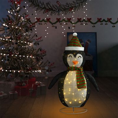 vidaXL Weihnachtsdeko Pinguin LED Luxus-Gewebe 120 cm