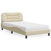 vidaXL Bett mit Matratze "Hvar" Creme 100x200 cm Stoff