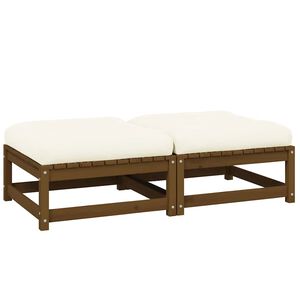 vidaXL Garten-Fu&szlig;hocker mit Kissen 2 Stk. Honigbraun Massivholz Kiefer