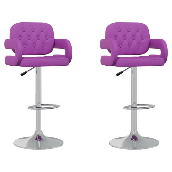 vidaXL Barhocker 2 Stk. Lila Kunstleder