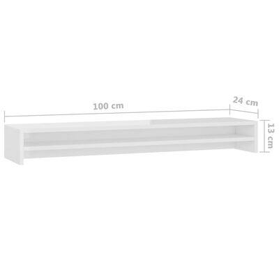 vidaXL Monitorständer Hochglanz-Weiß 100x24x13 cm Holzwerkstoff