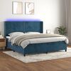 vidaXL Boxspringbett mit Matratze & LED Dunkelblau 200x200 cm Samt
