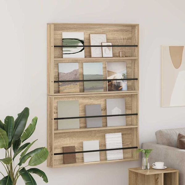 vidaXL Magazinregal 2 pcs Sonoma-Eiche 100 x 12 x 70 cm Holzwerkstoff