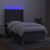 vidaXL Boxspringbett mit Matratze & LED Dunkelgrau 80x200 cm Stoff