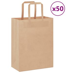 vidaXL Papiertragetaschen 50 Stk. mit Henkeln Braun 21x11x28 cm
