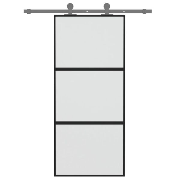 vidaXL Schiebet&uuml;r Schwarz 90x205 cm Hartglas und Aluminium