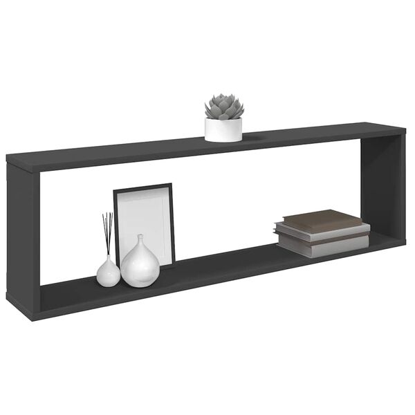 vidaXL W&uuml;rfelregale 2 Stk. Grau 100x15x30 cm Holzwerkstoff