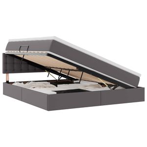 vidaXL Bett mit Stauraum und LED mit LED Grau 180 x 200 cm Kunstleder