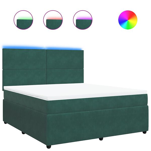 vidaXL Boxspringbett mit Matratze Dunkelgr&uuml;n 180x200 cm Samt
