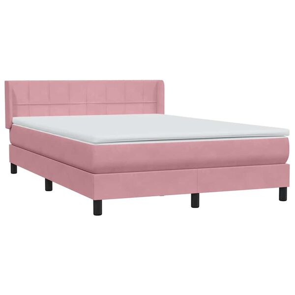 vidaXL Boxspringbett mit Matratze Rosa 140x220 cm Samt