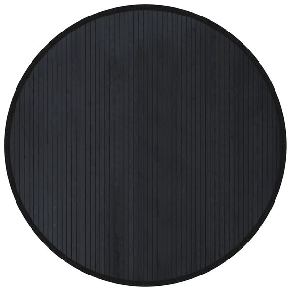 vidaXL Teppich Rund Schwarz 100 cm Bambus