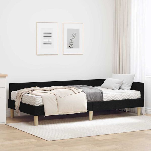 vidaXL Eckbettgestell mit Matratze mit Matratze 2 pcs Gr&uuml;n Stoff