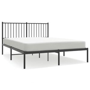 vidaXL Bettgestell mit Kopfteil Metall Schwarz 140x200 cm