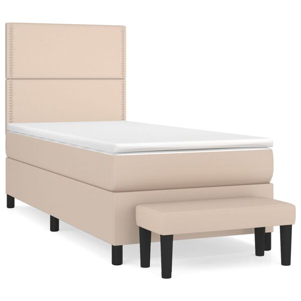 vidaXL Boxspringbett Matratze Cappuccino-Braun 100x200cm Kunstleder