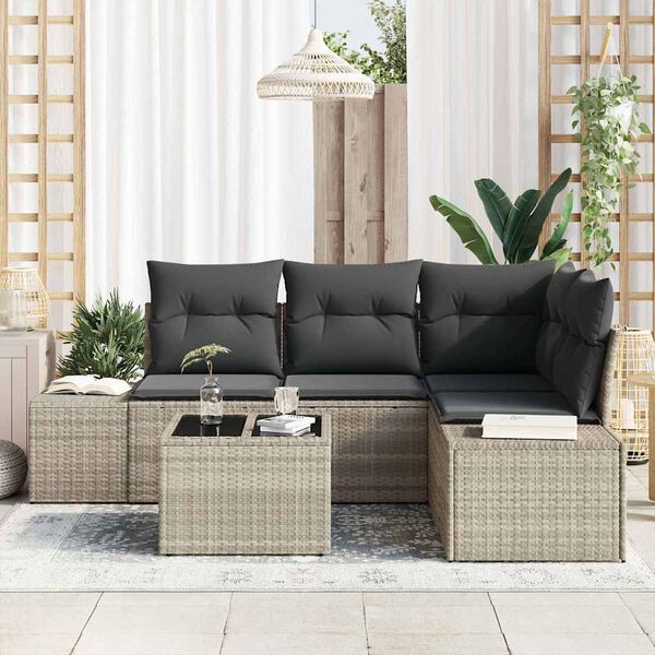 vidaXL Gartensofa-set 5 pcs Hellgrau Poly-Rattan