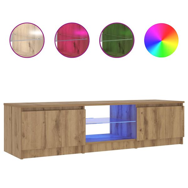 vidaXL TV-Schrank mit LED-Leuchten Artisan-Eiche 140x40x36 cm