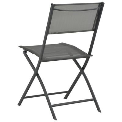 vidaXL Klappbare Stühle für Außenbereich 4 Stk. Grau Stahl und Textilene