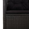 vidaXL Ecksofa mit Liegefunktion und Kissen Schwarz Poly Rattan