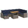 vidaXL 9-tlg. Garten-Sofagarnitur mit Kissen Grau Poly Rattan Akazie