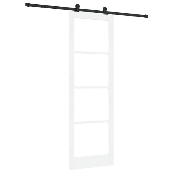vidaXL Schiebet&uuml;r ORKDAL Wei&szlig; 78 x 232 cm Massivholz Kiefer und Glas