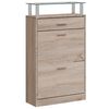 vidaXL Schuhschrank mit Schubfach & oberes Glasregal Holz Eichenoptik