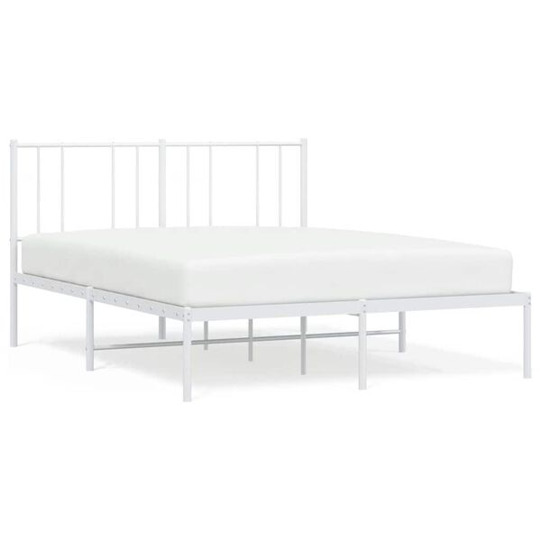 vidaXL Bettgestell mit Kopfteil Metall Wei&szlig; 120x200 cm