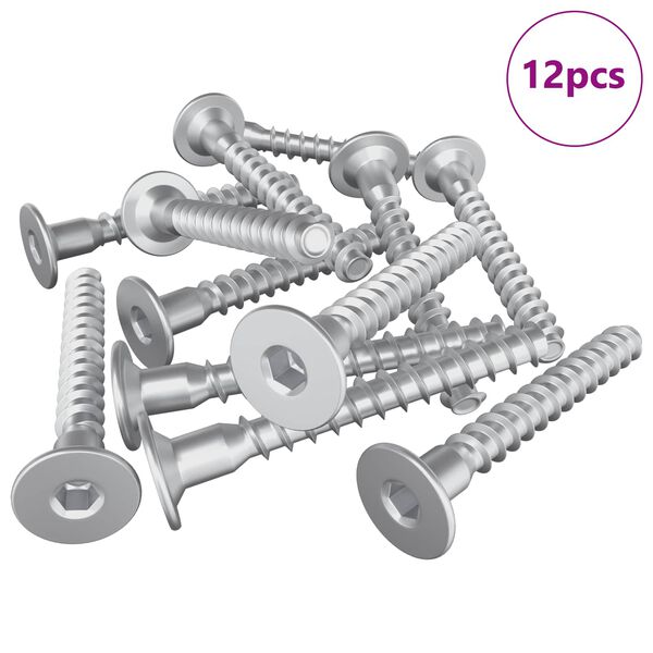 vidaXL Confirmat-Schrauben 12 pcs Silber Metall