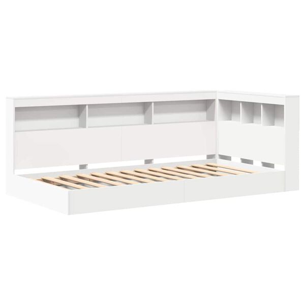 vidaXL B&uuml;cherregal-Bett mit Kopfteil Wei&szlig; 100 x 200 cm Holzwerkstoff