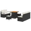 vidaXL Garten-Sofa-Set mit Kissen 8 pcs Schwarz Poly Rattan