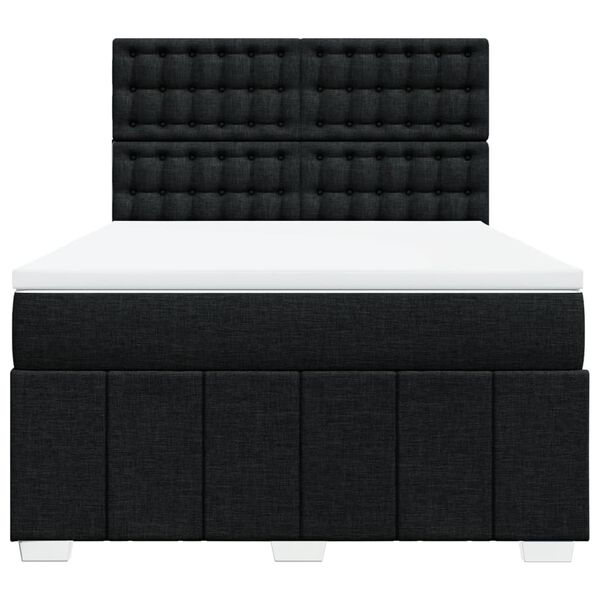 vidaXL Boxspringbett mit Matratze Schwarz 140x190 cm Stoff