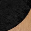 vidaXL Kunstschaffell Teppich Tafalla Schwarz &Oslash; 80 cm Polyester
