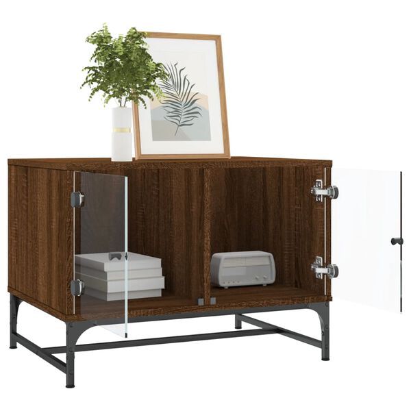 vidaXL Couchtisch mit Glast&uuml;ren Braun Eichen-Optik 68,5x50x50 cm